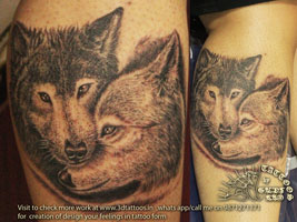 wolf tattoo, realistic wolf tattoo, 3d wolf tattoo, wolf pair tattoo, wolf tattoos, wolf tattoo on calf ,wolf tattoo on arm, animal ,tattoo, permanent tattoo, permanent make up tattoo, cosmetic tattoo, eyebrow tattoo, same permanent makeup,3d tattoos
